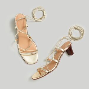 Madewell Jeanine Lace-Up Sandal in Metallic Leather